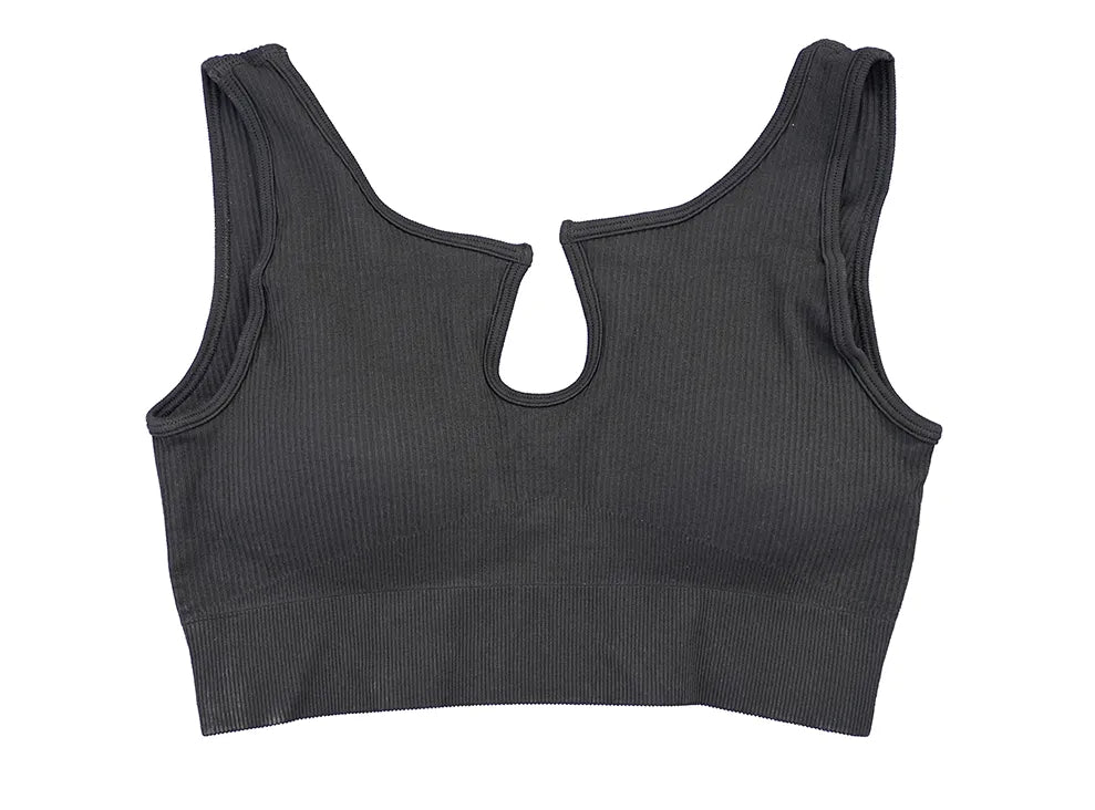 Seamless Ribbed Sports Bra Yoga Bra Workout Gym Top